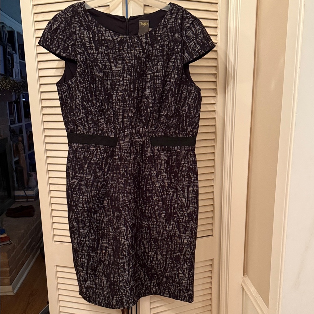 Tahari Black and White Patterned Mini Dress